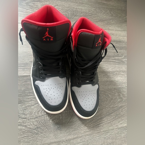 Nike Air Jordan Black and Gray Men's Sneaker with Red Accents - Picture 3 of 8